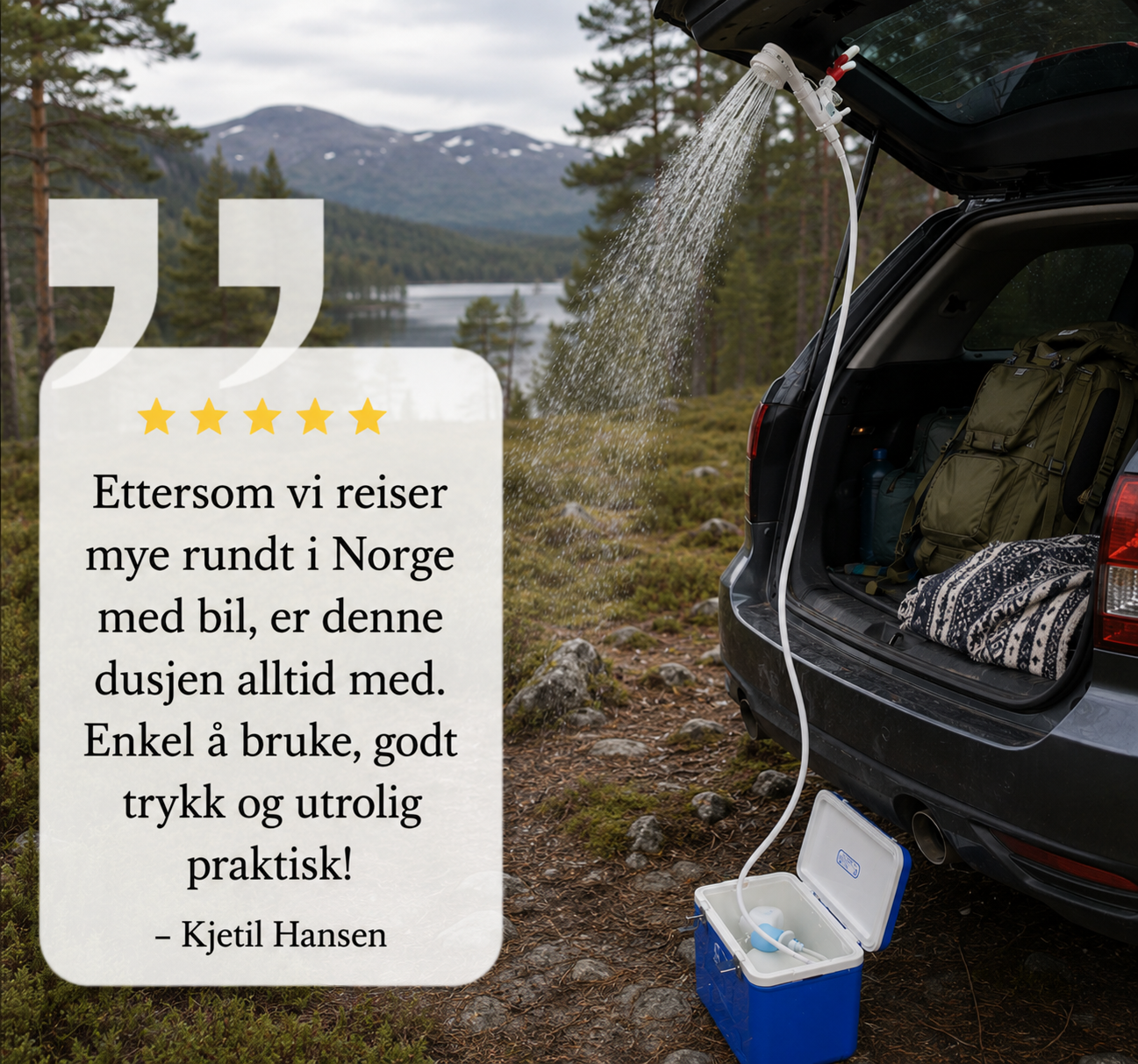 Bærbar vannpumpe: sett med slange og munnstykke